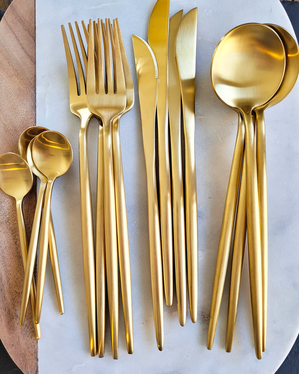 GOLD 16-PIECE FLATWARE SET – So Deliciously Vegan